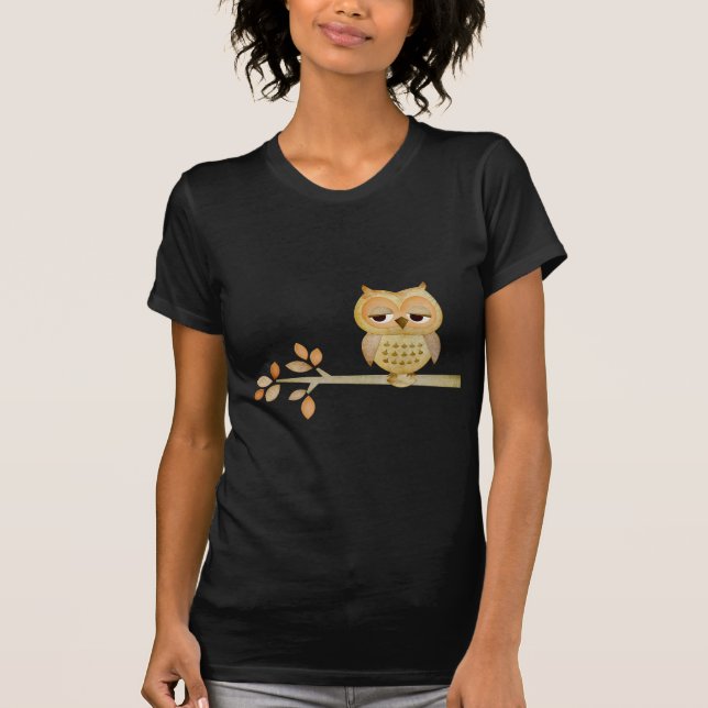 Sleepy Owl in Tree T-Shirt (Front)