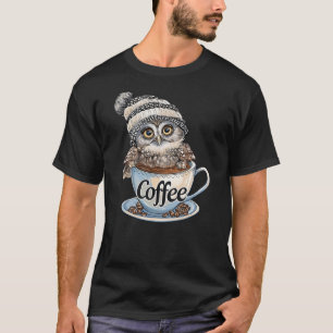 Sleepy Owl Needs Coffee Shirt Cute Caffeine Lover