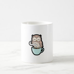 Sleepy Owl on Coffee – Cute Cozy Illustration Mug