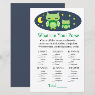 Sleepy owl What's in your purse game baby shower