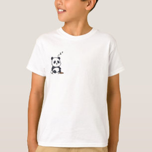 Sleepy Panda Dozing with Coffee Cup Kids T-Shirt