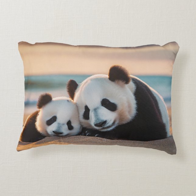 Sleepy Panda Mum and Baby Beach Hug Pillow (Back)
