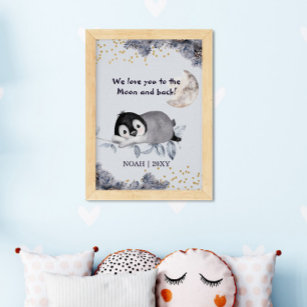 Sleepy Penguin Winter Baby Nursery Poster
