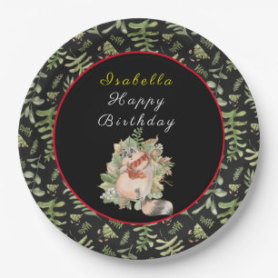 Sleepy Racoon Customise Text and Colour Paper Plate