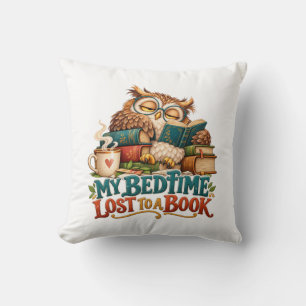 Sleepy Reading Owl – Book Lover Humour Cushion