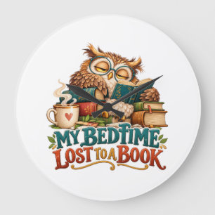 Sleepy Reading Owl – Book Lover Humour Large Clock