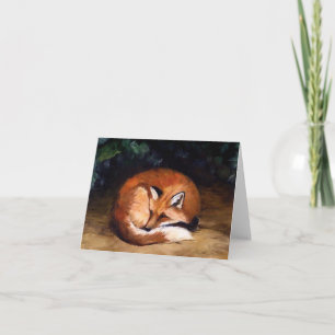 Sleepy Red Fox Art Note Card