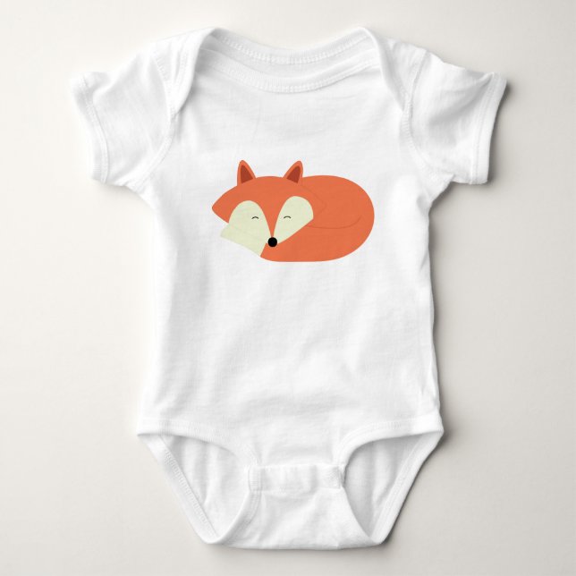 Sleepy Red Fox Baby Bodysuit (Front)
