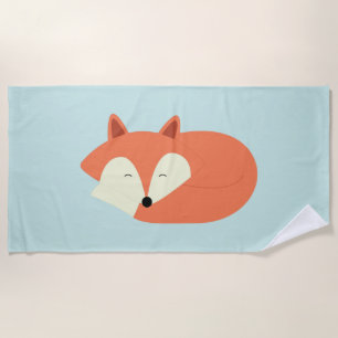 Sleepy Red Fox Beach Towel