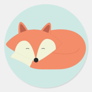 Sleepy Red Fox Classic Round Sticker