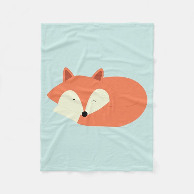 Sleepy Red Fox Fleece Blanket (Front)