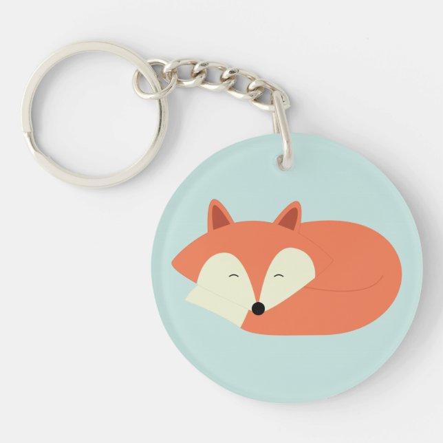 Sleepy Red Fox Key Ring (Front)