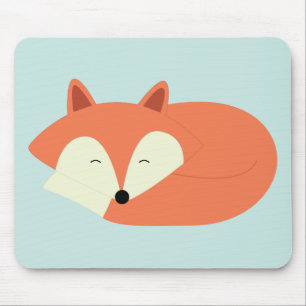 Sleepy Red Fox Mouse Mat