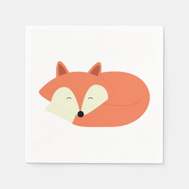 Sleepy Red Fox Napkin (Front)