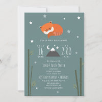 Sleepy Red Panda Bamboo Baby Shower Invitation
