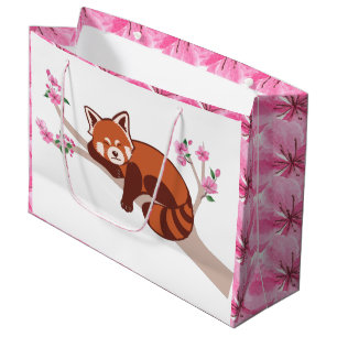 "Sleepy Red Panda" Cherry Blossom  Large Gift Bag
