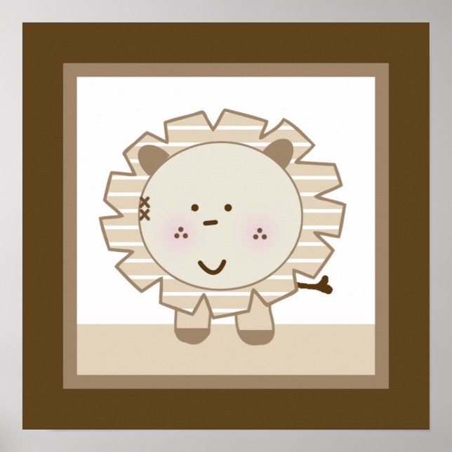 Sleepy Safari Lion Nursery Wall Art Poster (Front)
