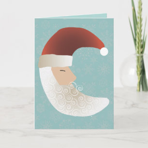 Sleepy Santa Half Moon Christmas Greeting Card