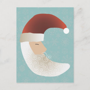 Sleepy Santa Half Moon Christmas Postcard