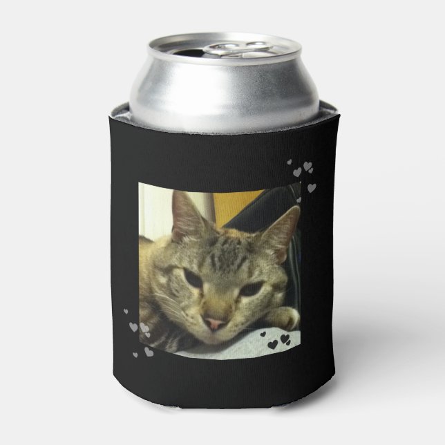 Sleepy Siamese Tabby Cat Can Cooler (Can Front)