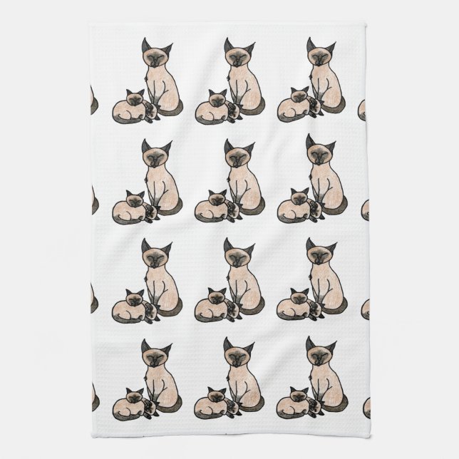 Sleepy Siamese Tea Towel (Vertical)