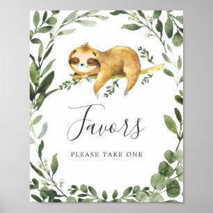 Sleepy Sloth Baby Shower Favours Sign