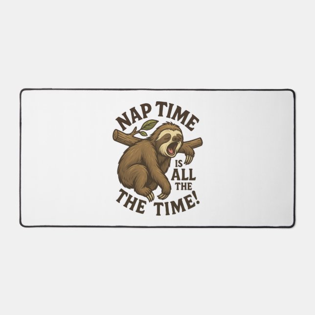 Sleepy Sloth Funny Desk Mat (Front)
