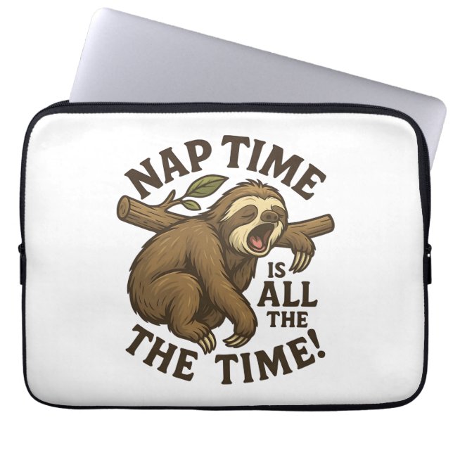 Sleepy Sloth Funny Laptop Sleeve (Front)