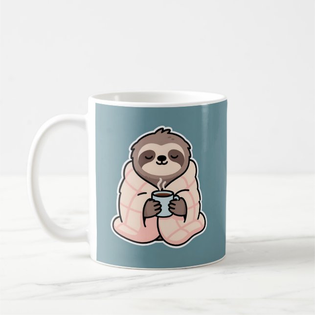 Sleepy Sloth Funny Morning Drinks Coffee Mug (Left)
