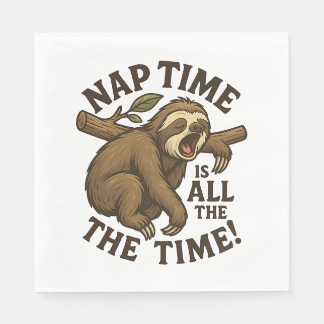 Sleepy Sloth Funny Napkin (Front)