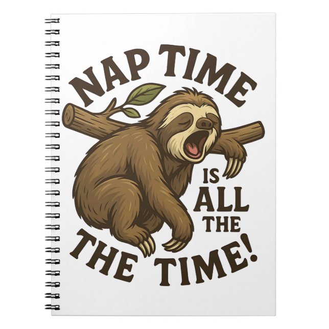 Sleepy Sloth Funny Notebook (Front)