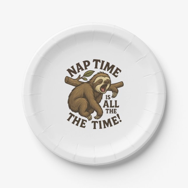 Sleepy Sloth Funny Paper Plate (Front)