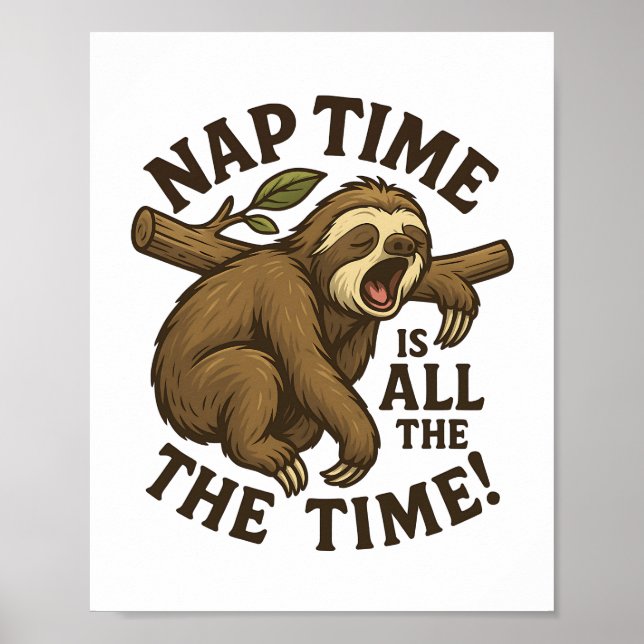 Sleepy Sloth Funny Poster (Front)