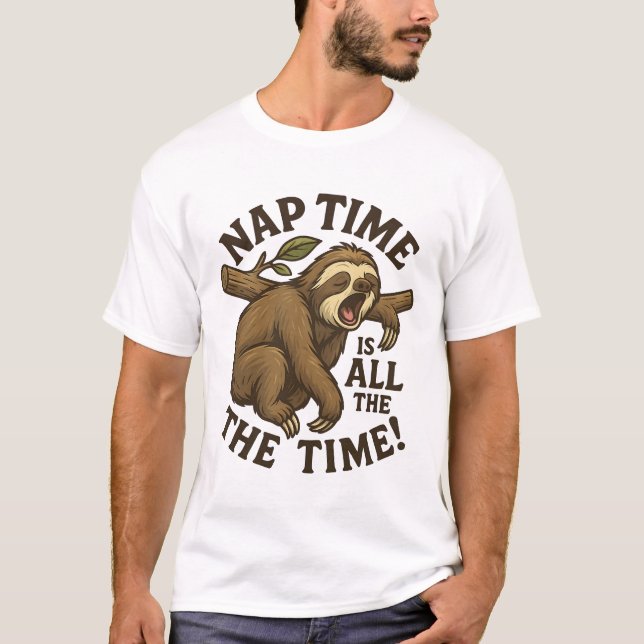 Sleepy Sloth Funny T-Shirt (Front)