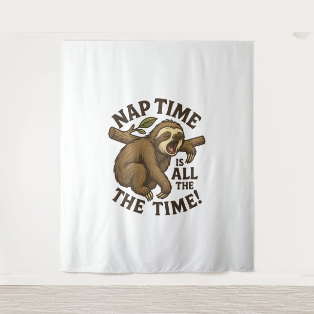 Sleepy Sloth Funny Tapestry (Front)