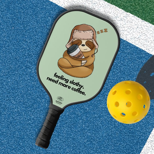 Sleepy Sloth Hugging Coffee Pickleball Paddle (Creator Uploaded)