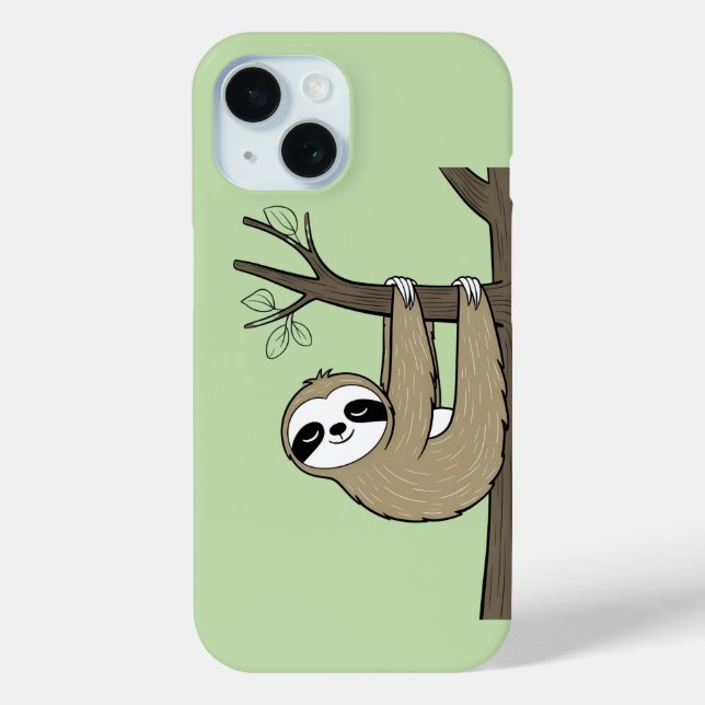 Sleepy Sloth on Branch – Relaxing Green Case-Mate iPhone Case (Back)