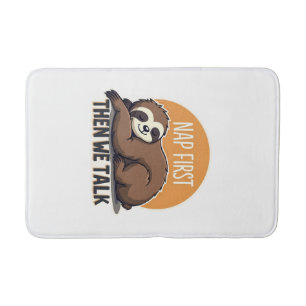 Sleepy Sloth Quote Vintage Cute Lazy Animal Shirt Bath Mat