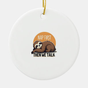 Sleepy Sloth Quote Vintage Cute Lazy Animal Shirt  Ceramic Tree Decoration