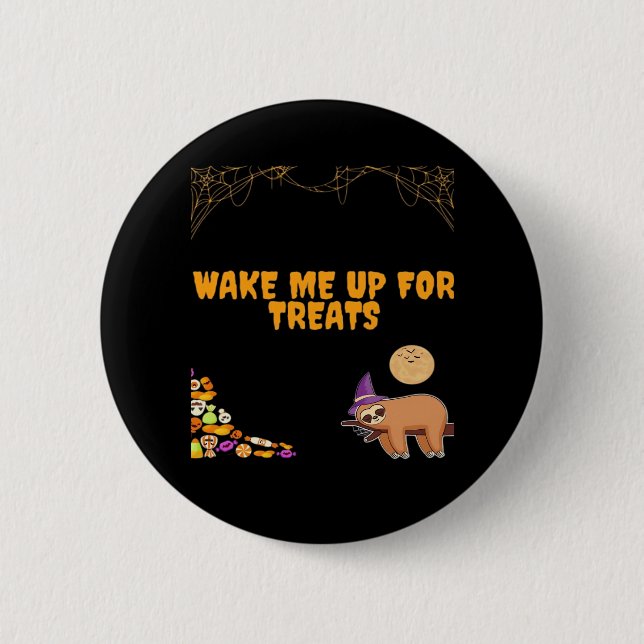 Sleepy sloth ready for Halloween treats! Classic T 6 Cm Round Badge (Front)
