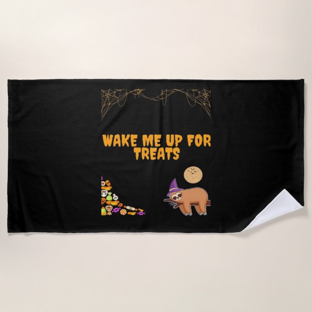 Sleepy sloth ready for Halloween treats! Classic T Beach Towel (Front)