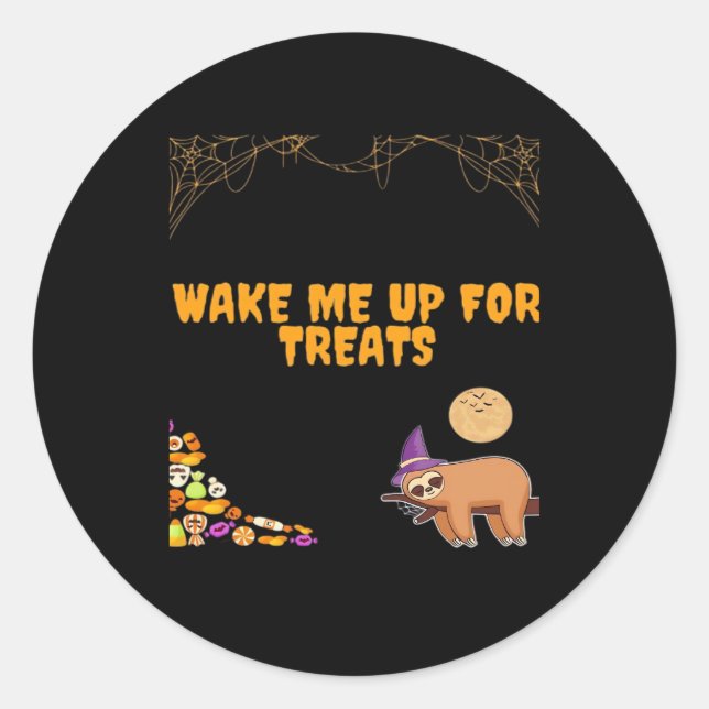Sleepy sloth ready for Halloween treats! Classic T Classic Round Sticker (Front)