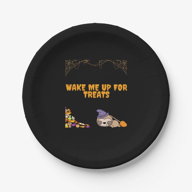 Sleepy sloth ready for Halloween treats! Classic T Paper Plate (Front)