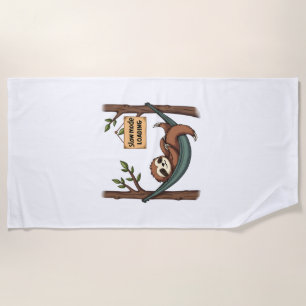 Sleepy Sloth Vintage Funny Lazy Animal Art 2 Beach Towel