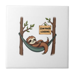 Sleepy Sloth Vintage Funny Lazy Animal Art 2 Tile