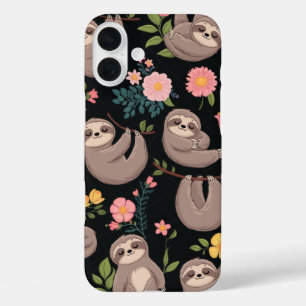 Sleepy Sloths & Floral Dreams iPhone 16 Plus Case