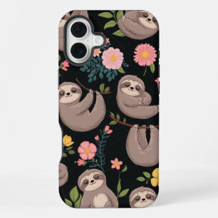 Sleepy Sloths & Floral Dreams iPhone 16 Plus Case