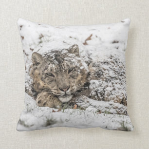 Sleepy Snow Leopard Cushion