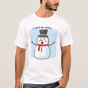 Sleepy Snowman - Funny Illustration T-Shirt