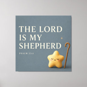 Sleepy Star Psalm 23:1 Blue Grey Canvas Print